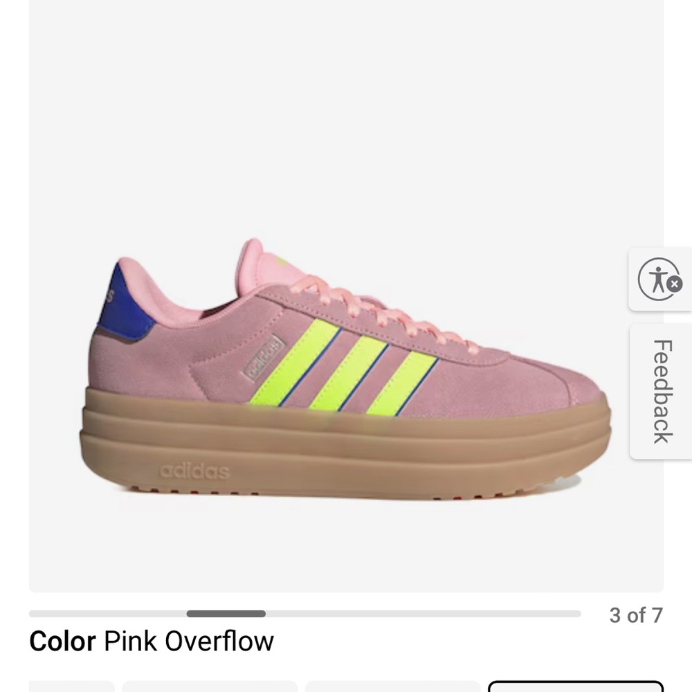 VL Court Bold Adidas 7.5 in Pink Overflow